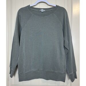 Forever 21 Women's Sweatshirt Green terry pockets vintage look sz S comfort cozy